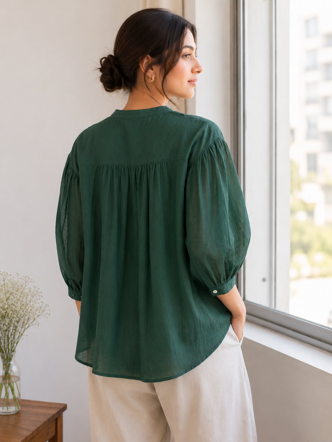 Evergreen Charm Cotton Top