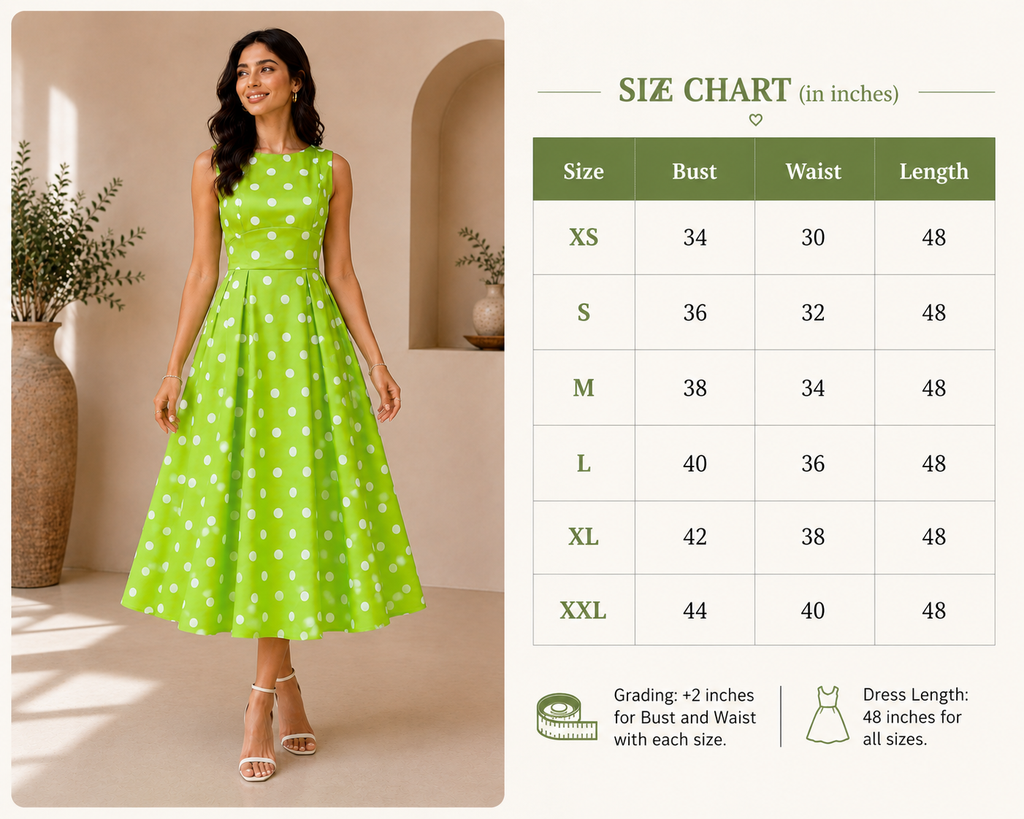 Lime Dot Elegance Midi Dress