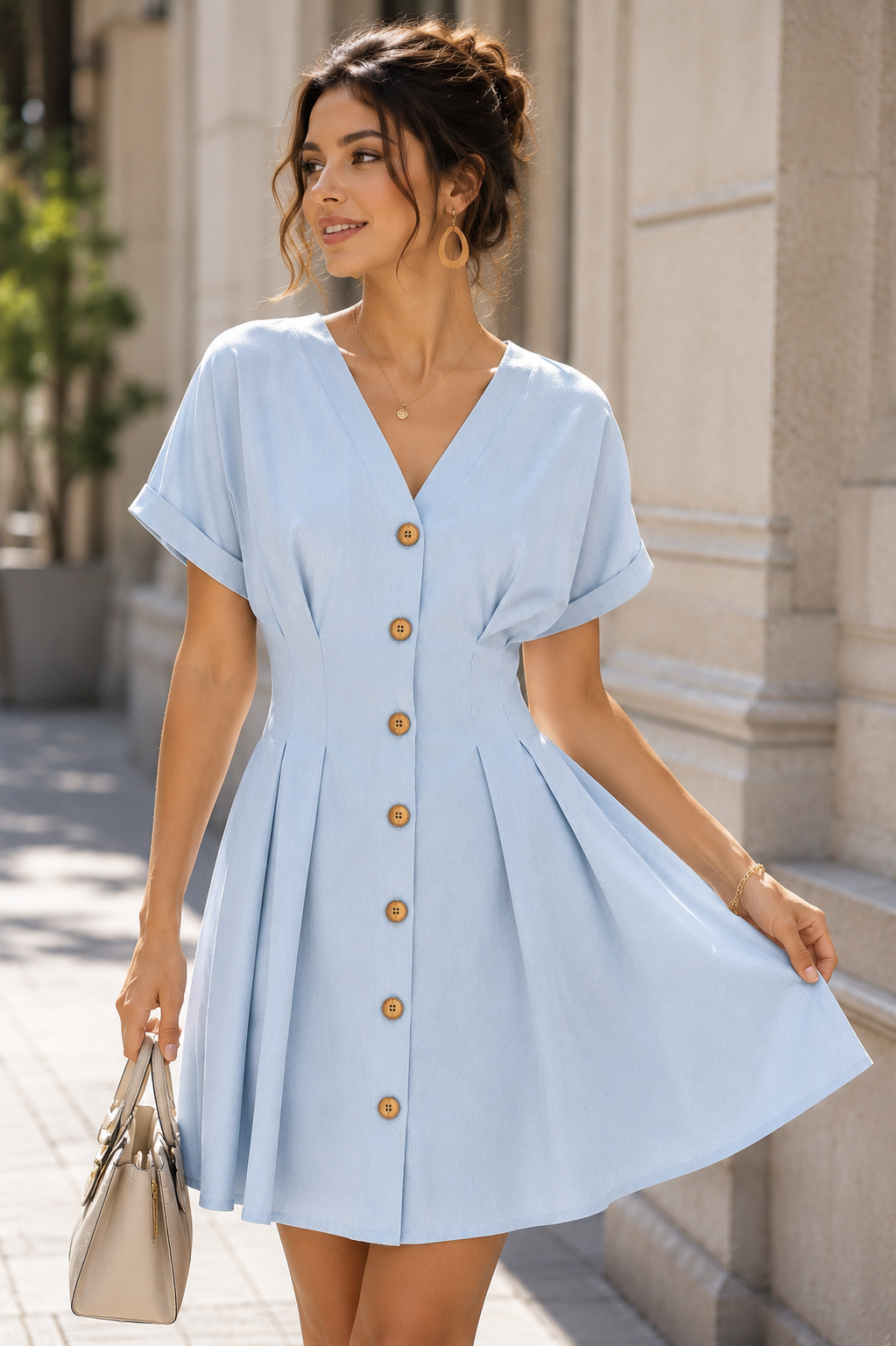 Skye Buttoned Mini Dress