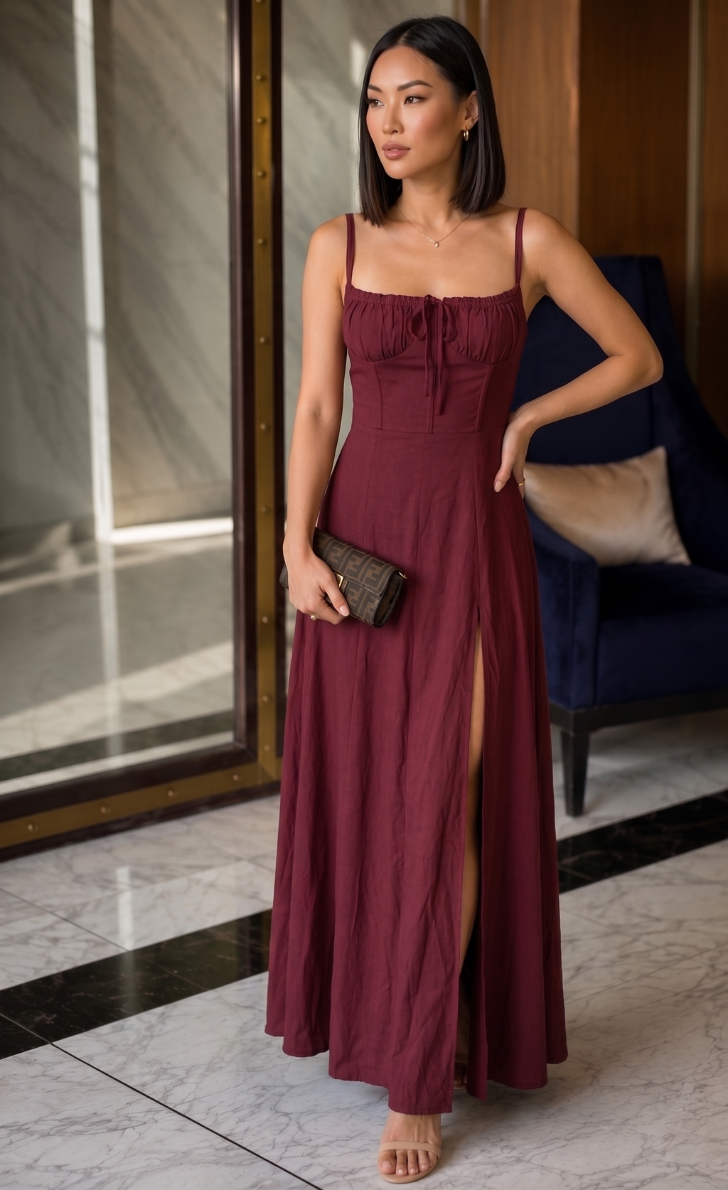 Amora Tie-Front Maxi Dress
