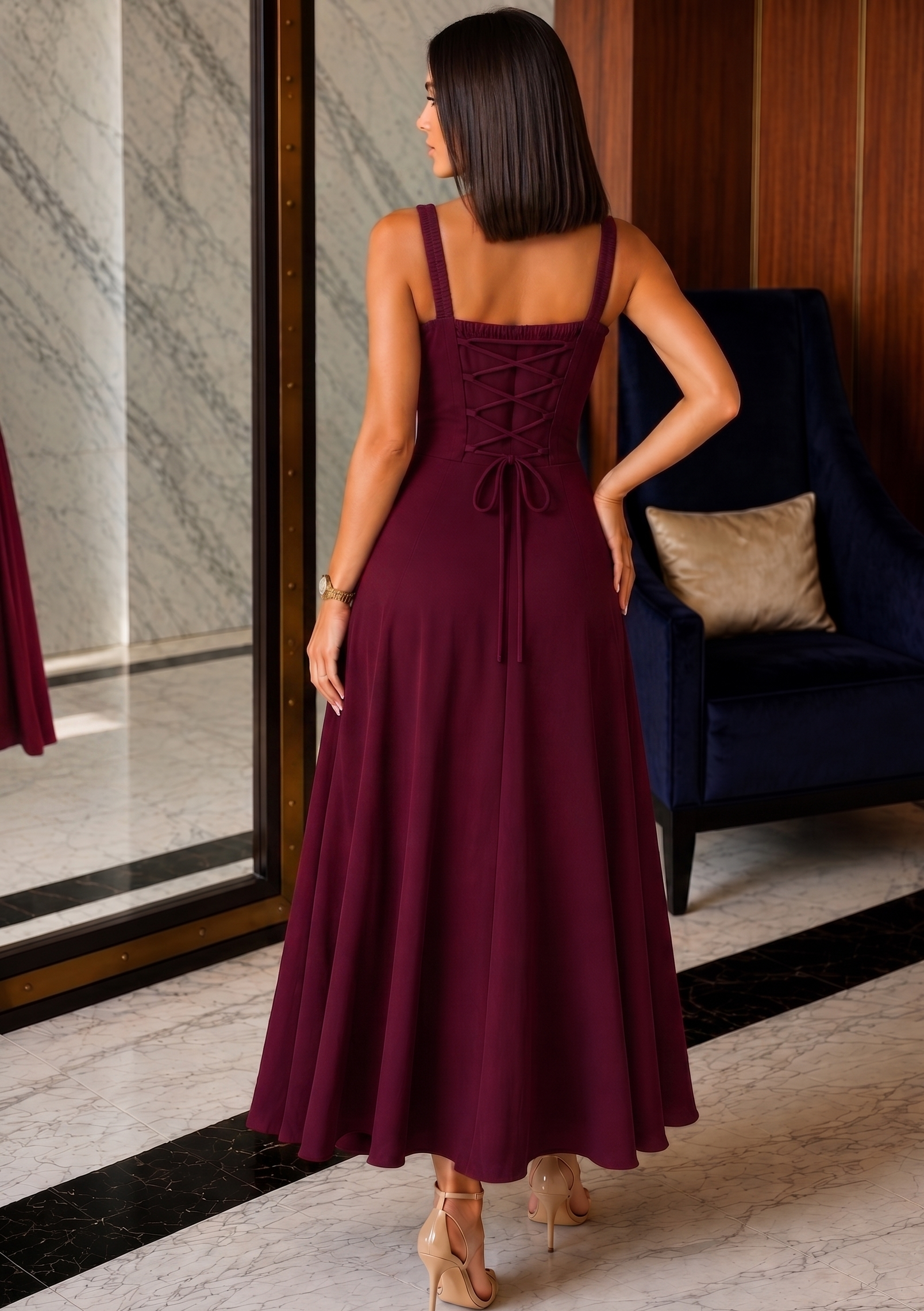 Amora Tie-Front Maxi Dress