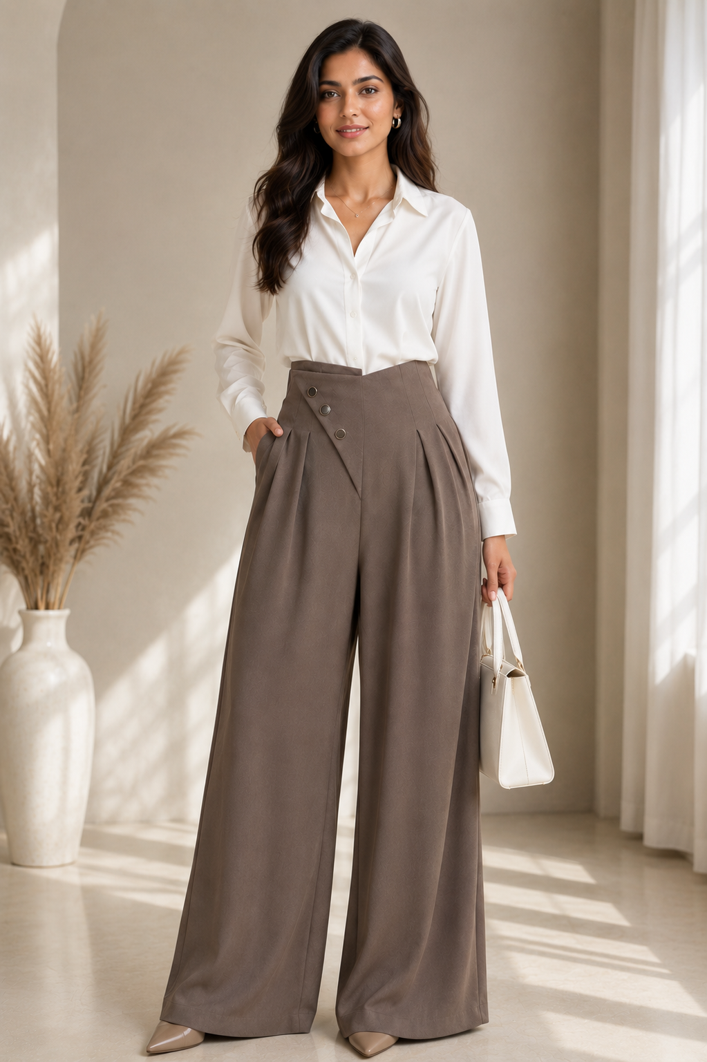 Sculpt Wrap Wide-Leg Trousers