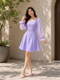Lilac Dream Puff-Sleeve Dress