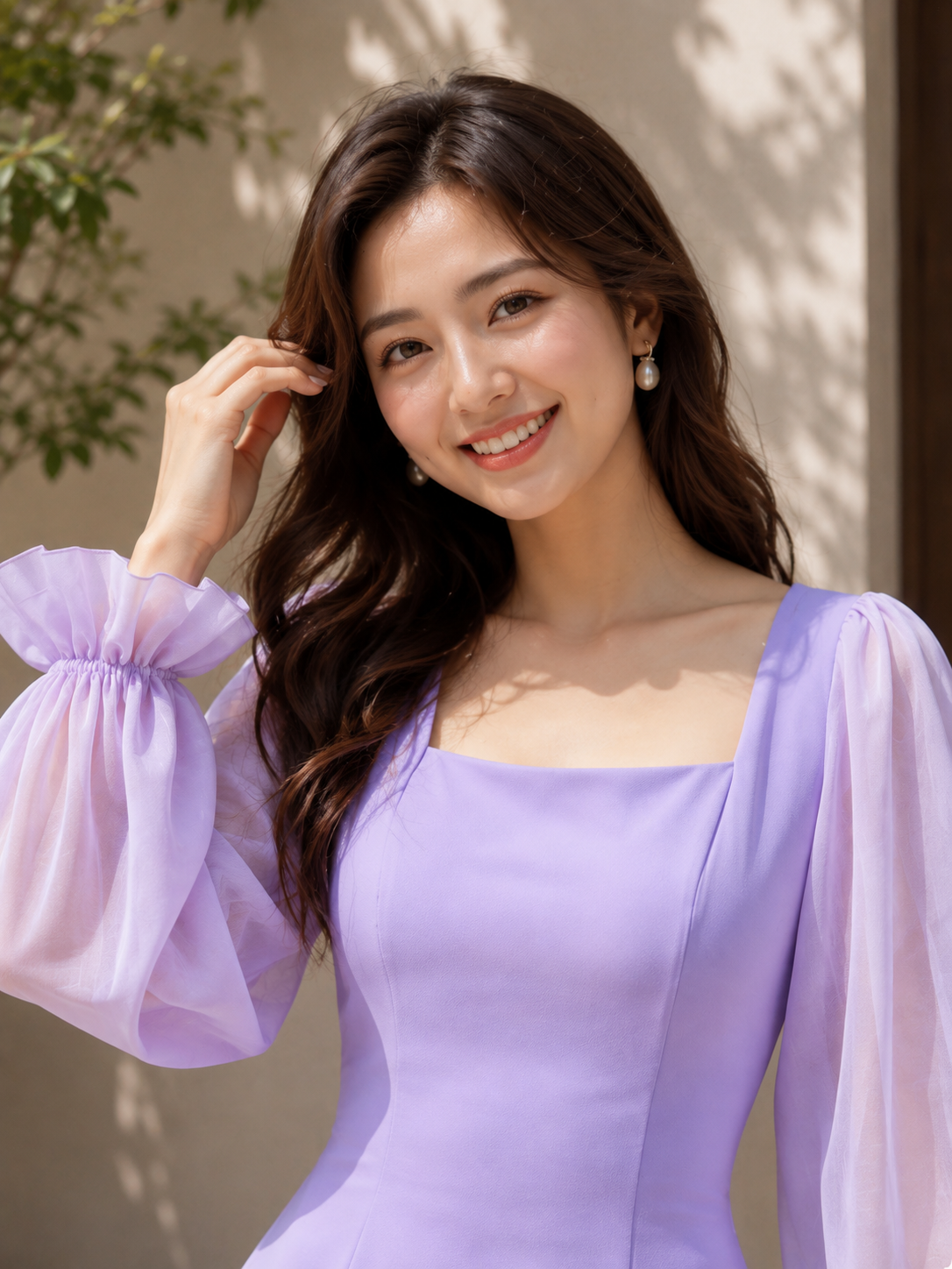 Lilac Dream Puff-Sleeve Dress