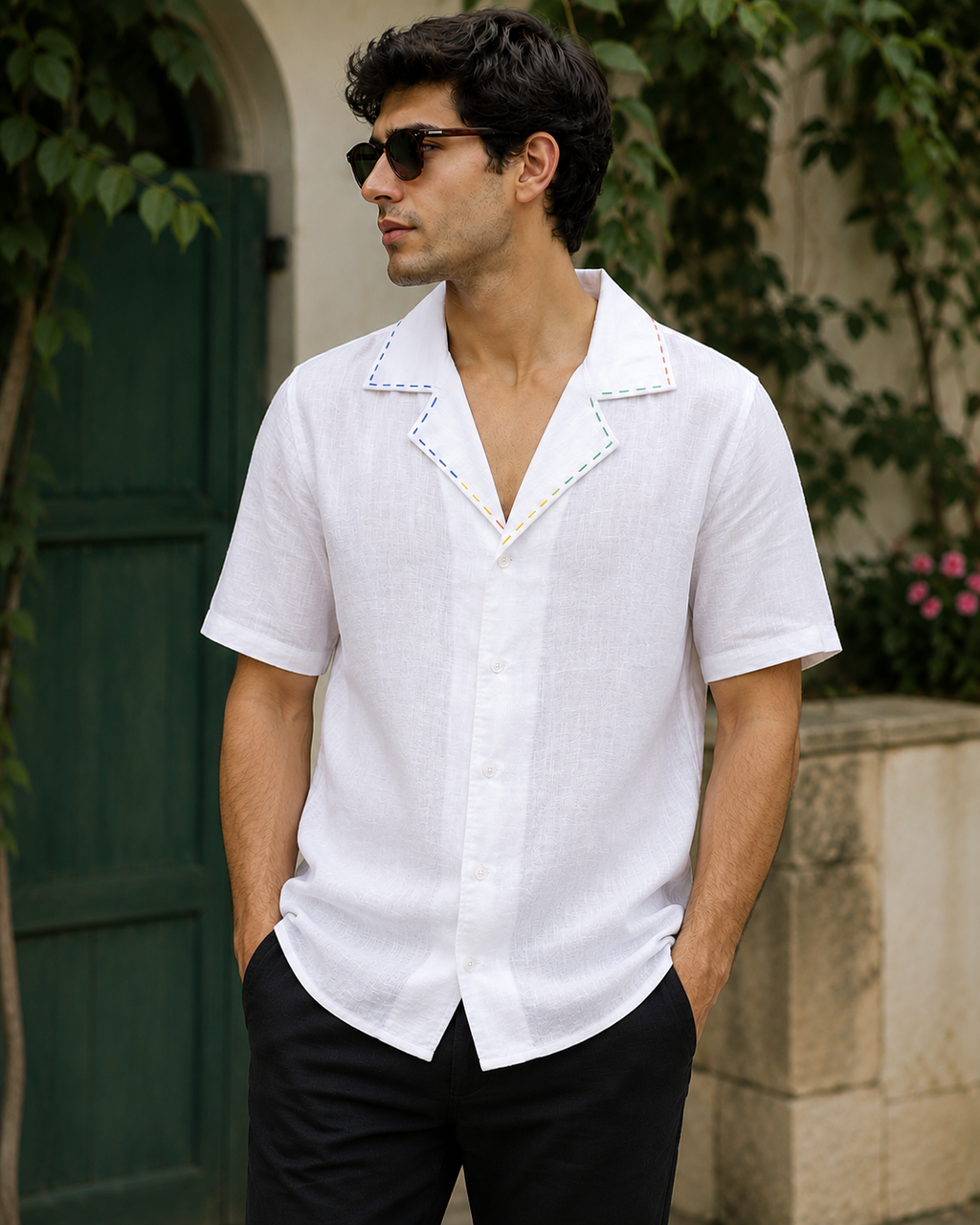 Prism Stitch Linen Resort Shirt