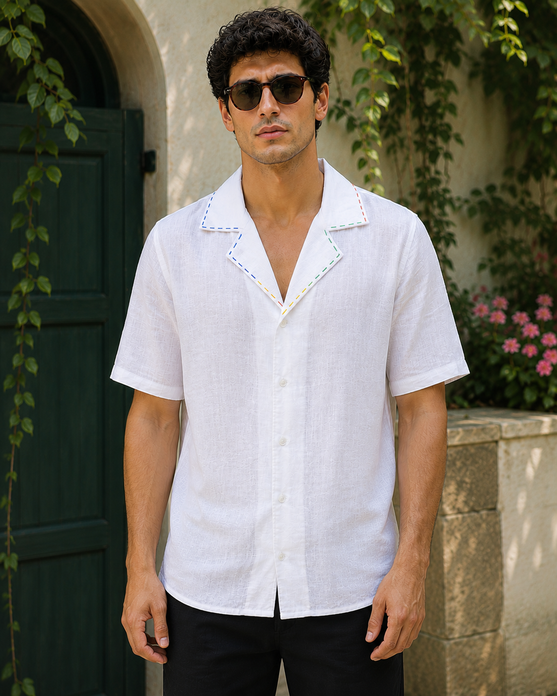 Prism Stitch Linen Resort Shirt
