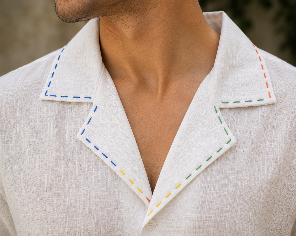 Prism Stitch Linen Resort Shirt