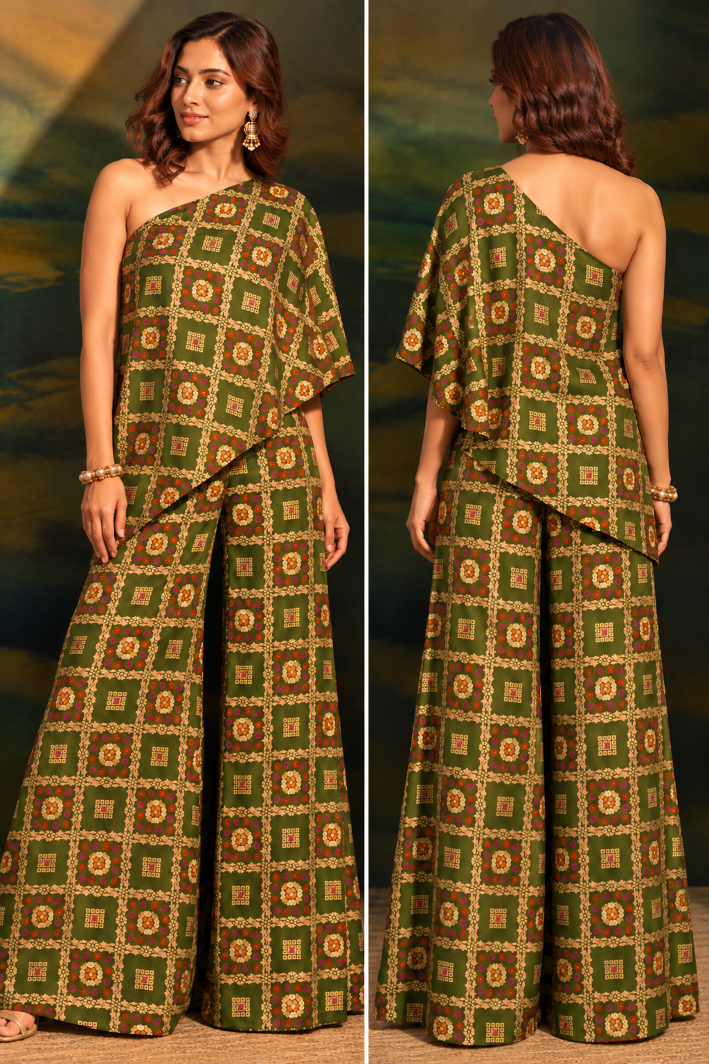 The Emerald Muse – One-Shoulder Co-ord Set