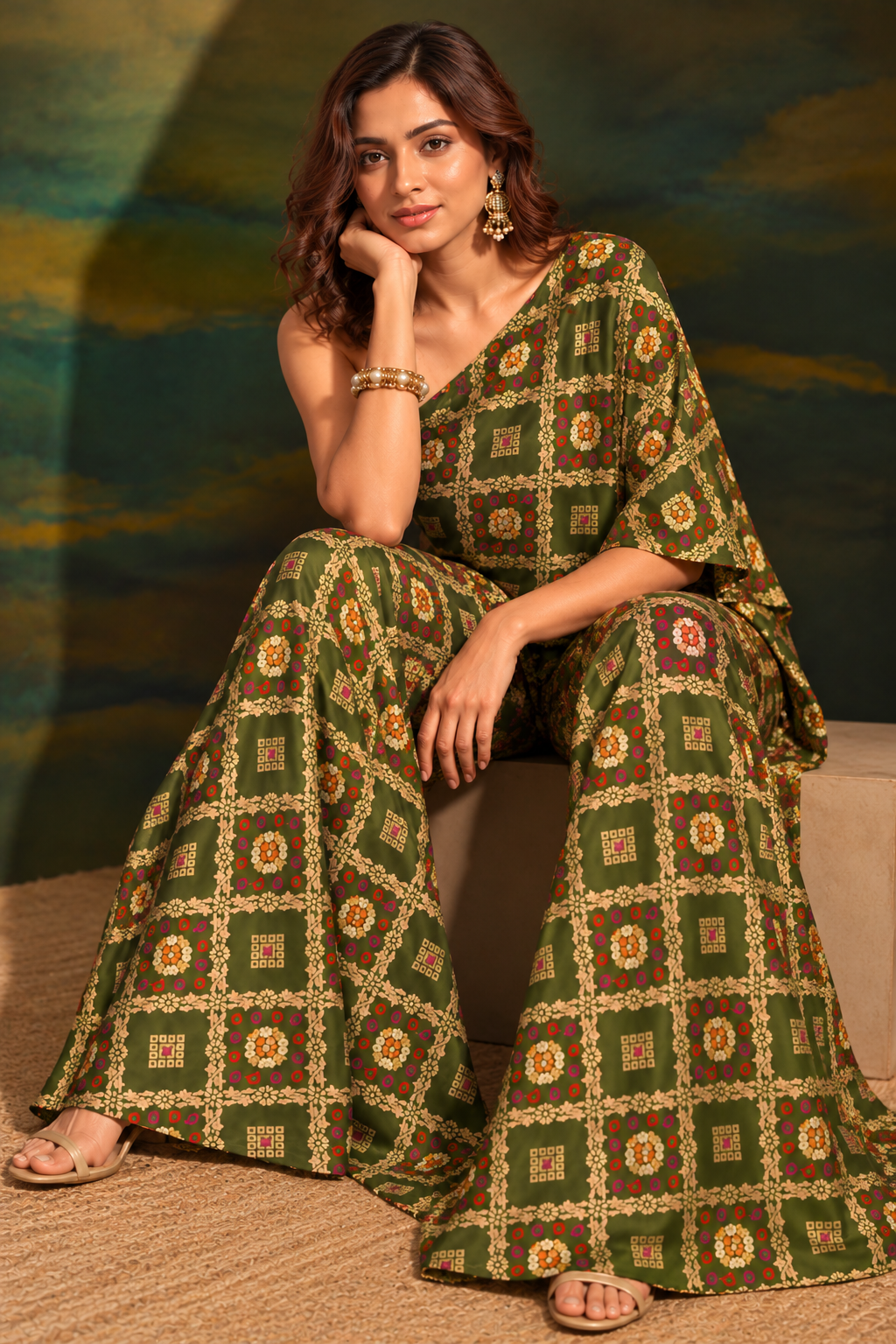 The Emerald Muse – One-Shoulder Co-ord Set