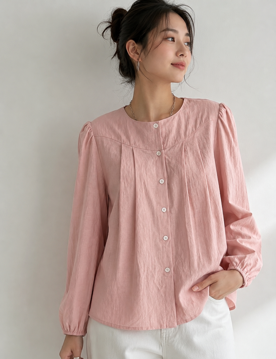 Blush Breeze Pleated Top