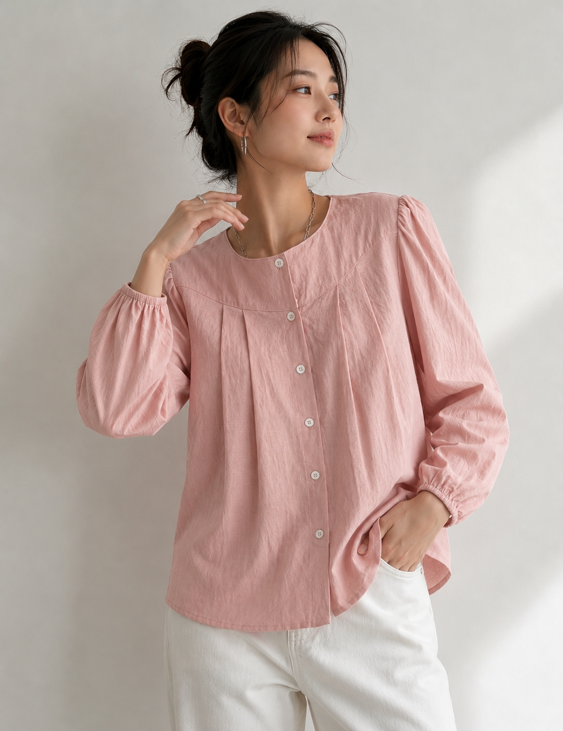 Blush Breeze Pleated Top