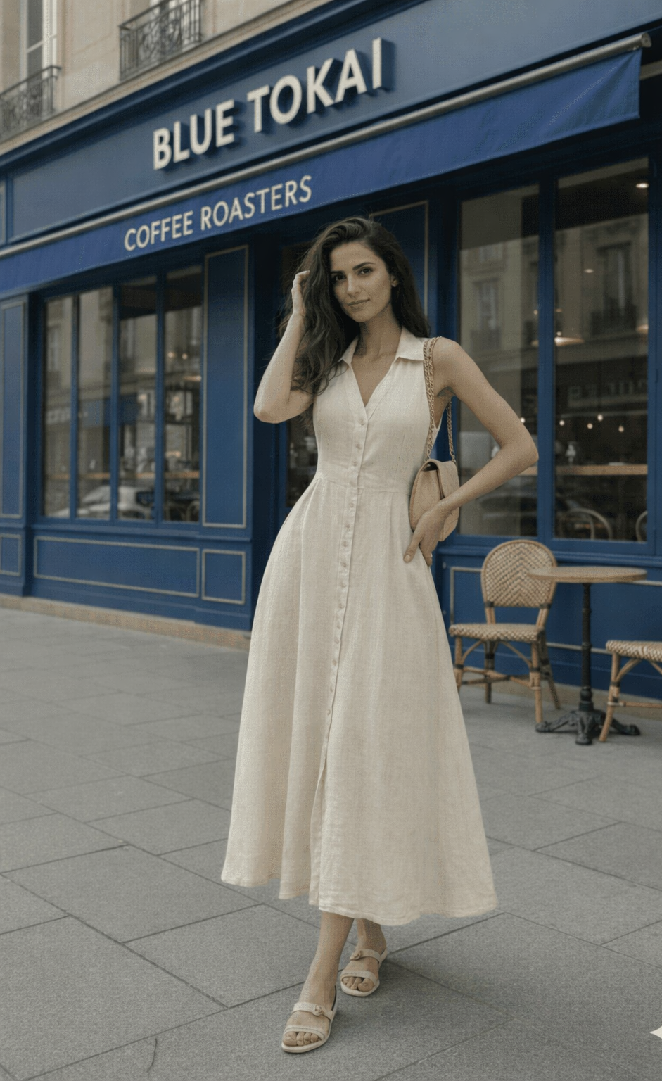 Ivory Shirt style Long Dress