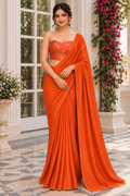 Sunset Glow Orange Saree Set