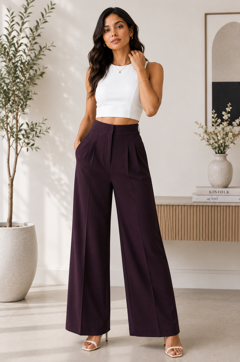 Wine Luxe Wide Leg Pants