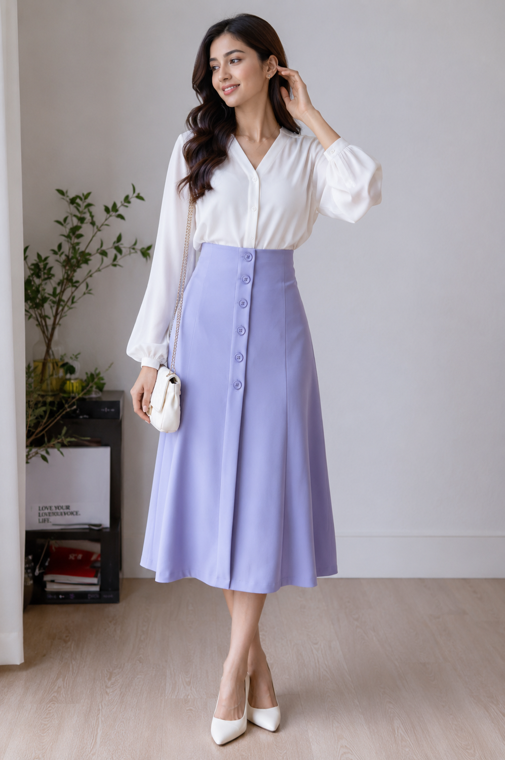 Lilac Grace A-Line Midi Skirt