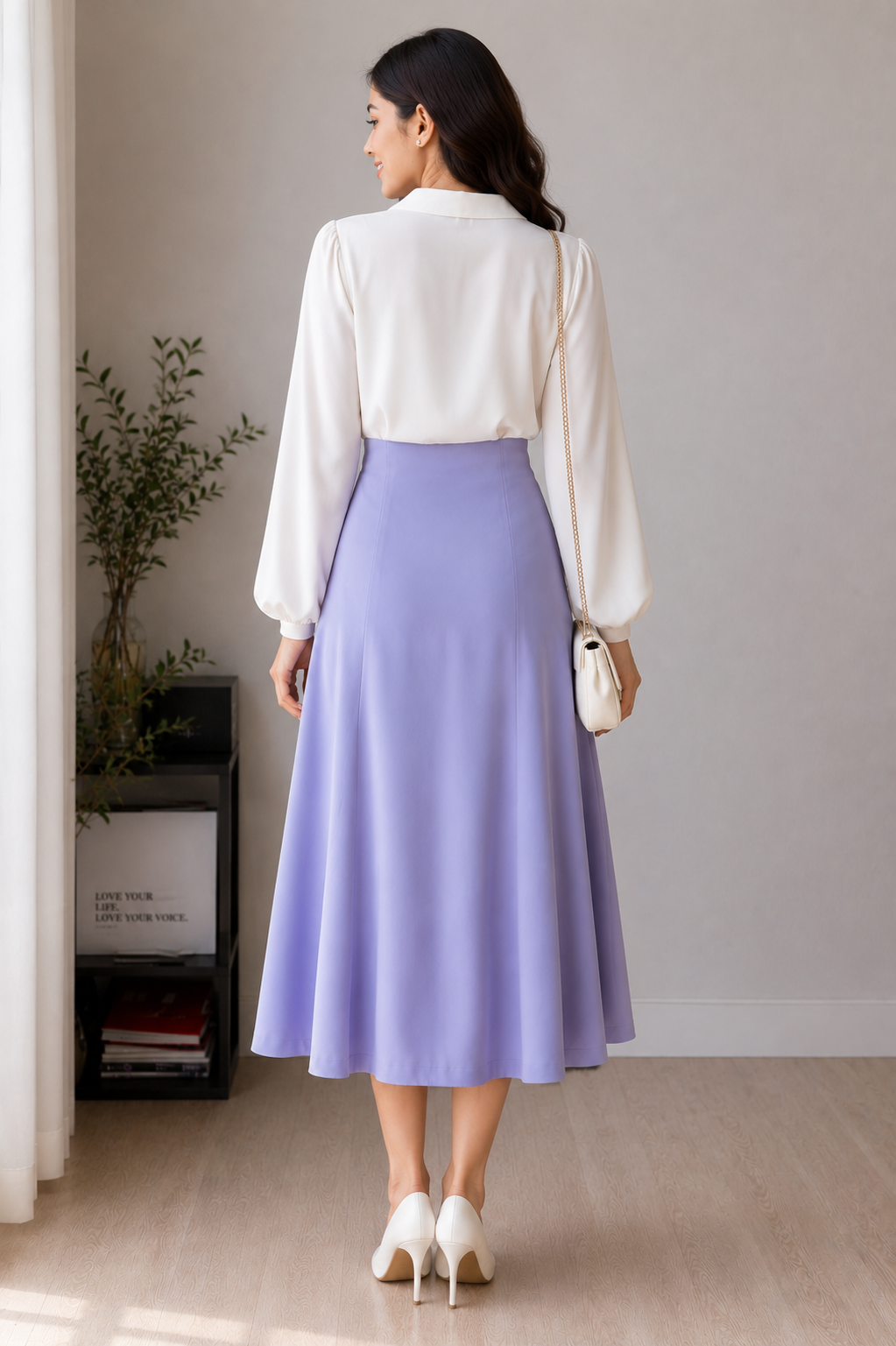 Lilac Grace A-Line Midi Skirt