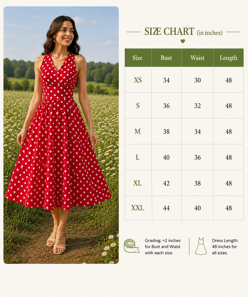Scarlet Polka Charm Midi Dress
