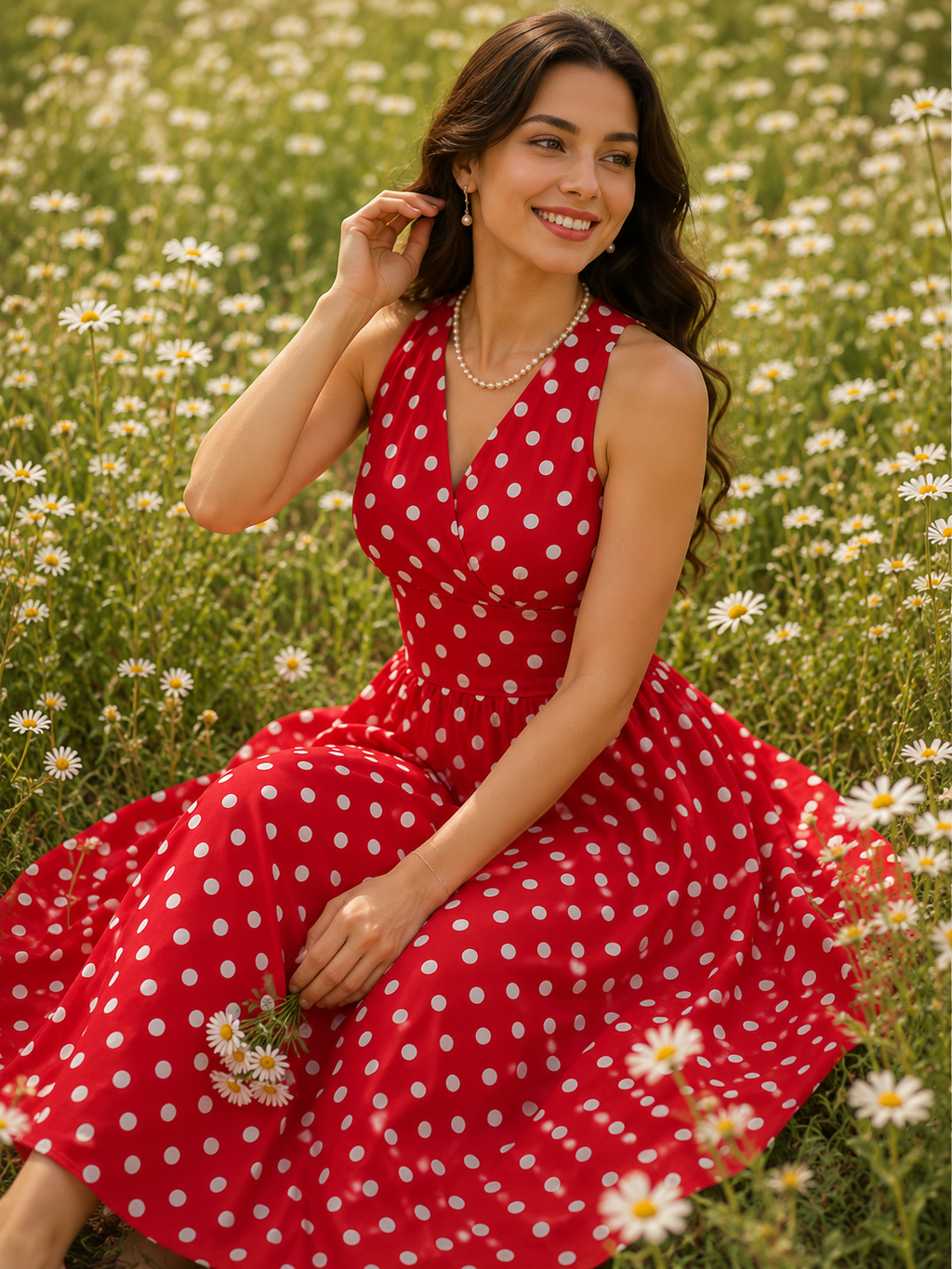 Scarlet Polka Charm Midi Dress