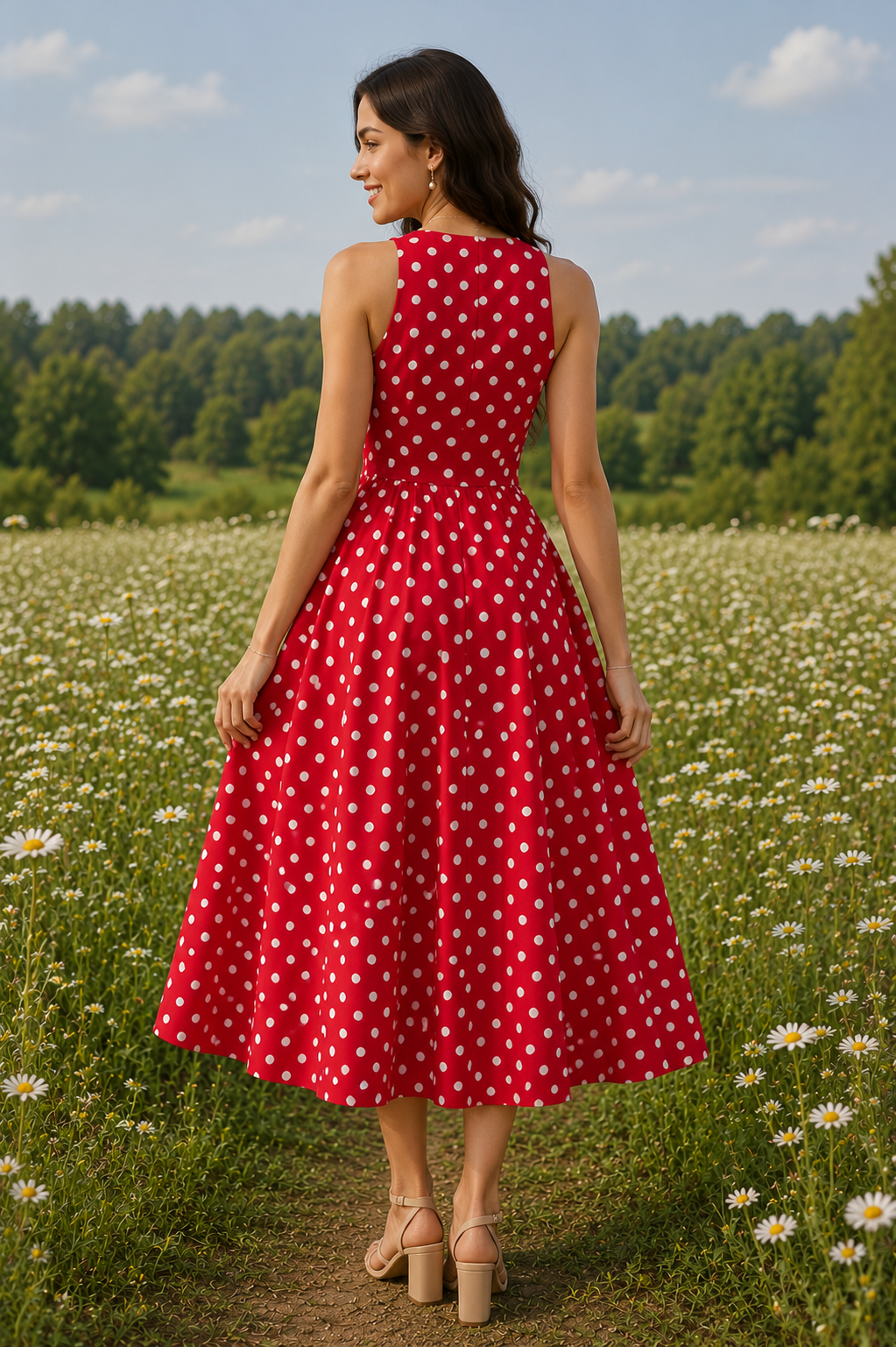 Scarlet Polka Charm Midi Dress