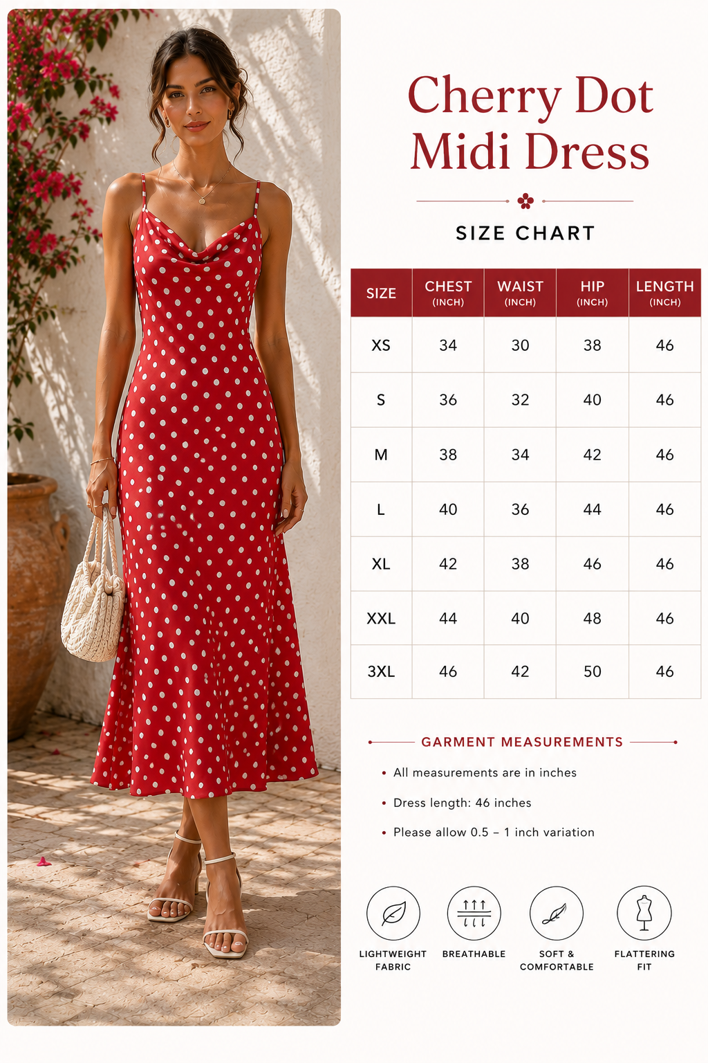 Cherry Dot Midi Dress