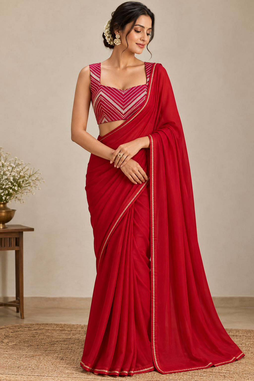 Gul-e-Shaam – Crimson Draped Saree