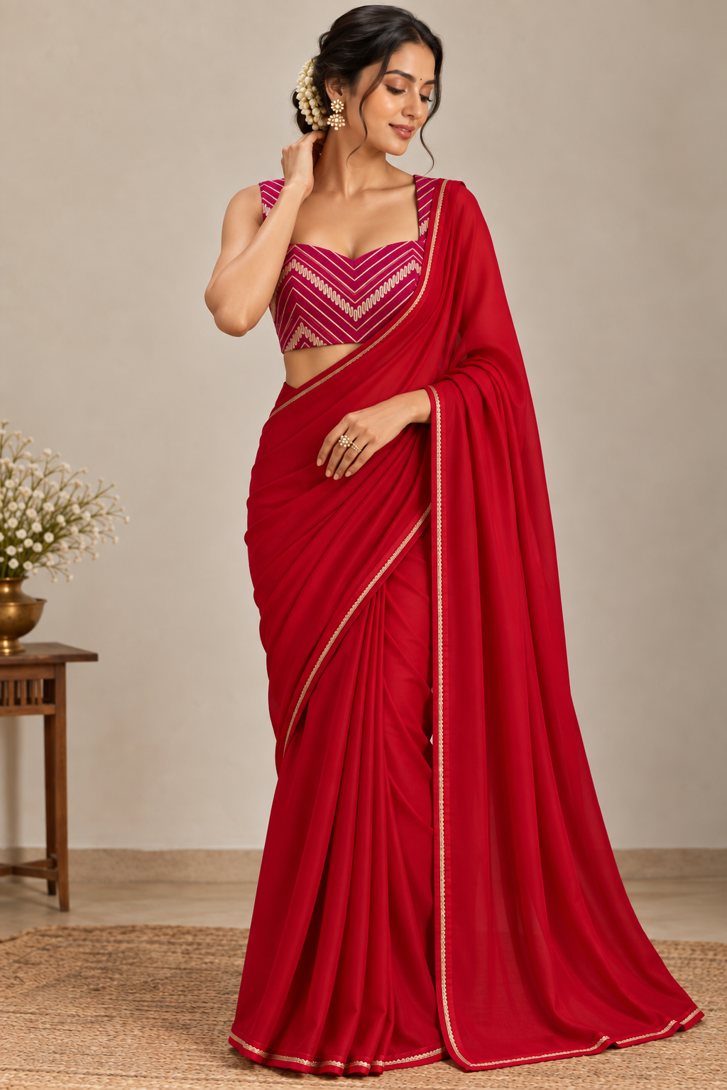 Gul-e-Shaam – Crimson Draped Saree