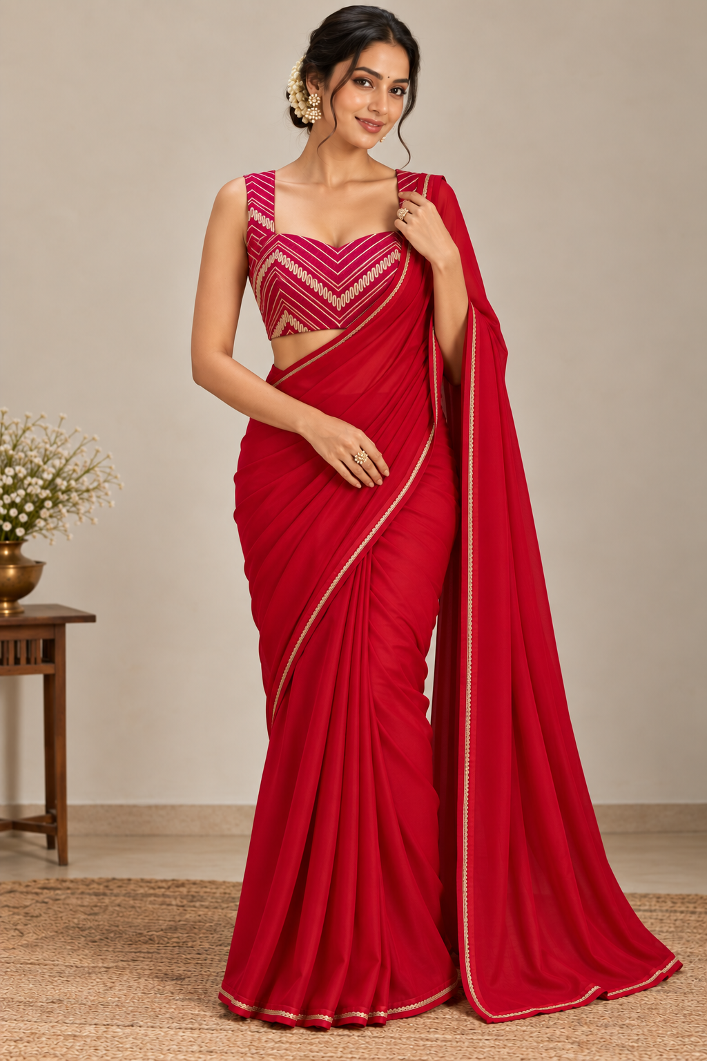 Gul-e-Shaam – Crimson Draped Saree