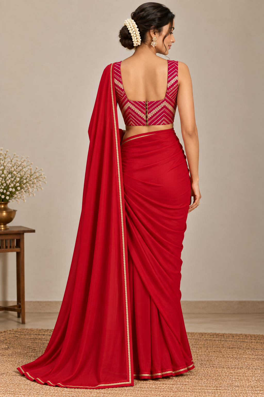 Gul-e-Shaam – Crimson Draped Saree