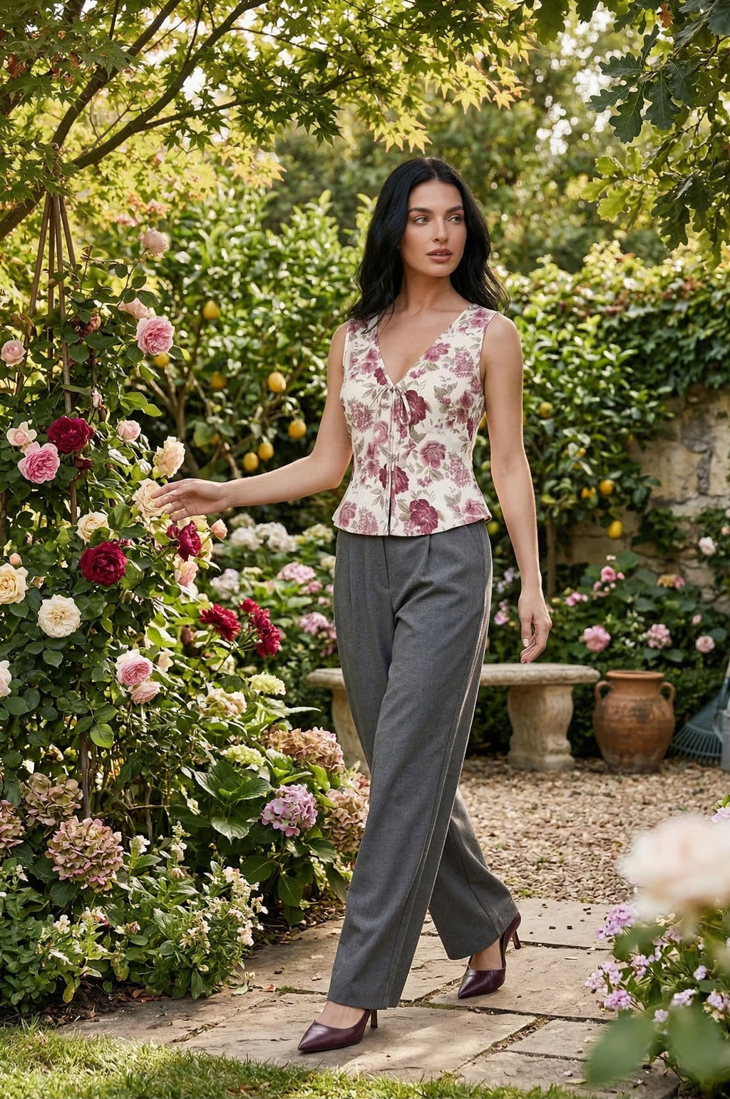 Rose Meadow Tie-Up Top