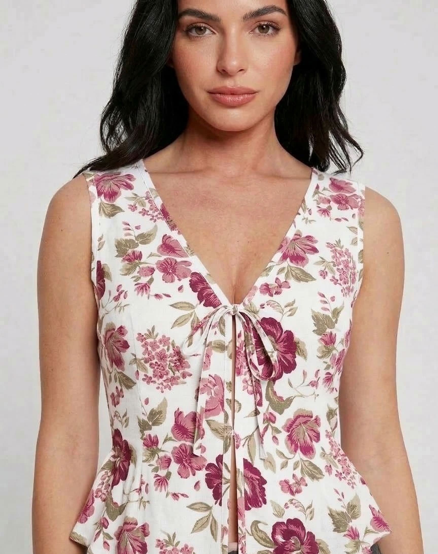 Rose Meadow Tie-Up Top