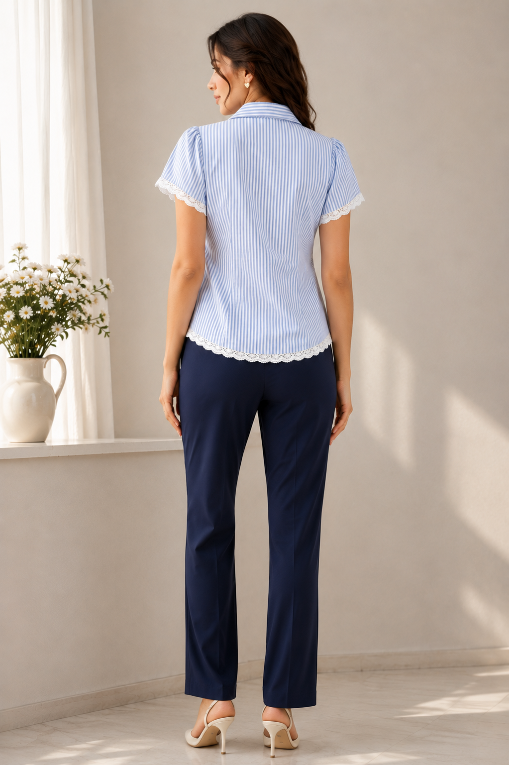 Coastal Breeze Striped Lace Top