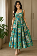 Emerald Mosaic Midi Dress