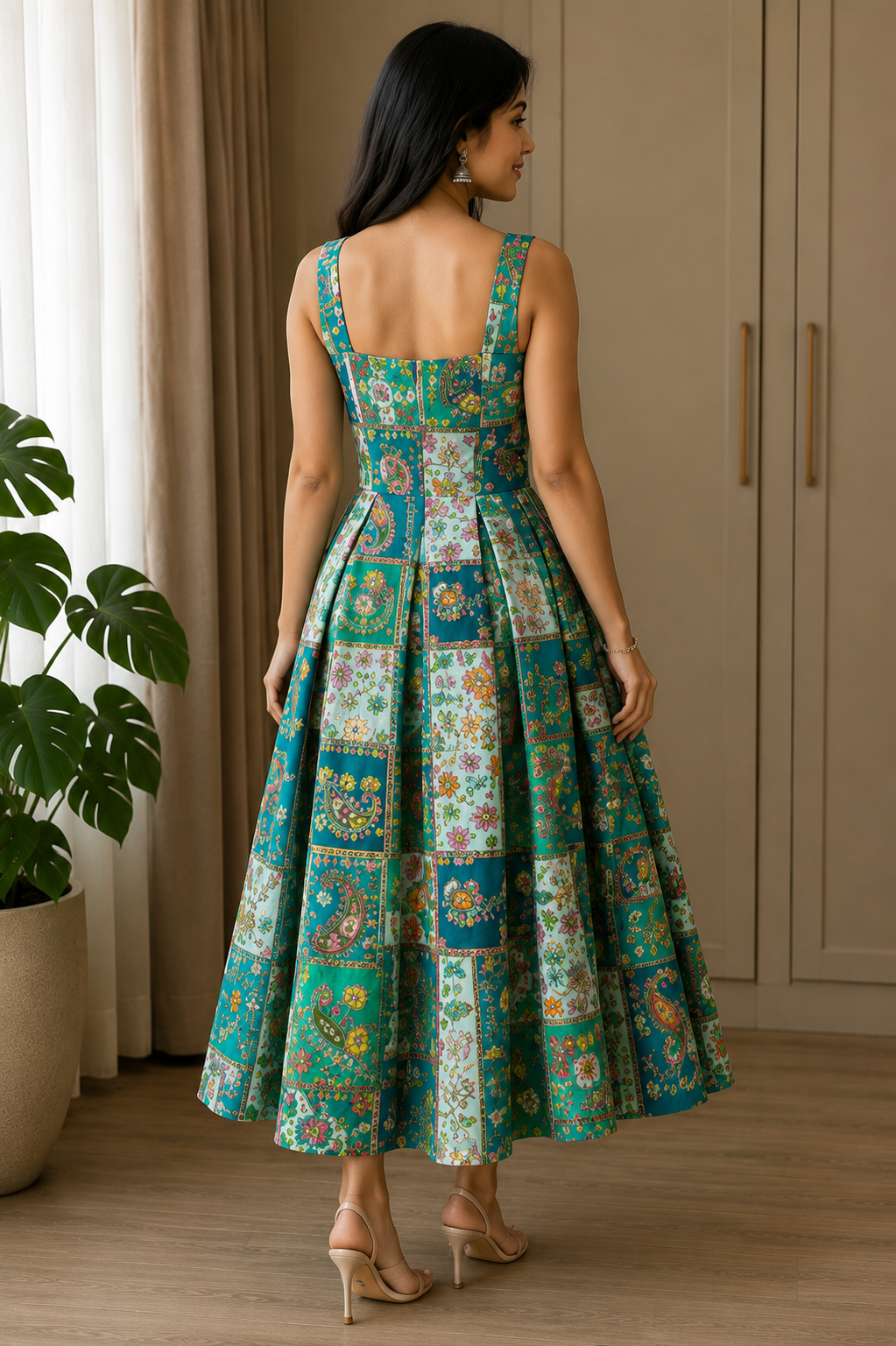 Emerald Mosaic Midi Dress
