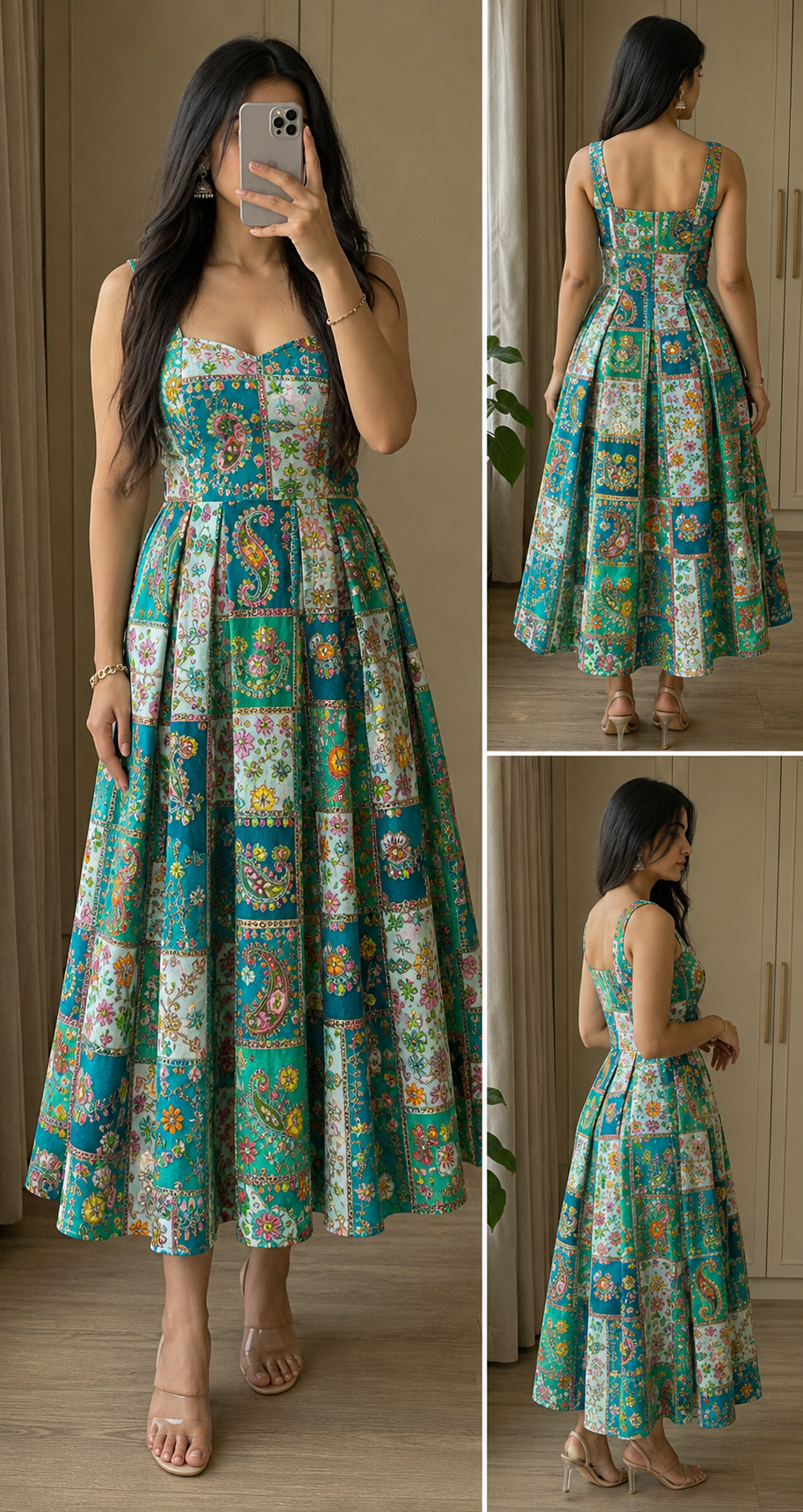 Emerald Mosaic Midi Dress