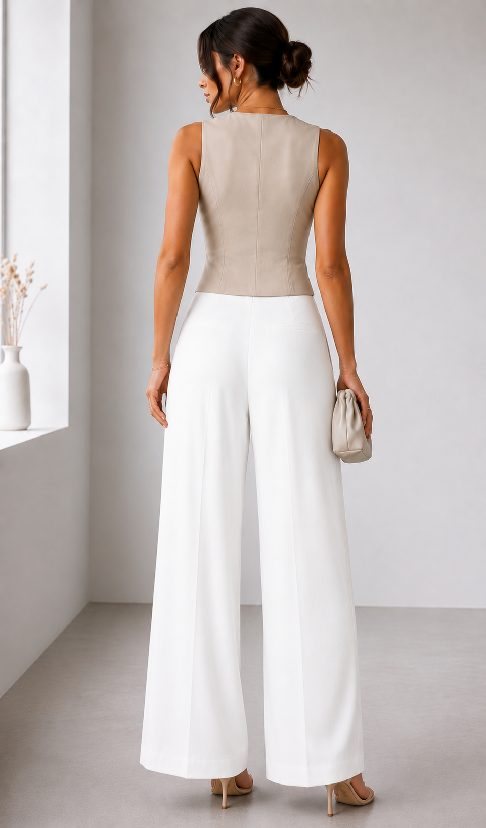 Ivory Flow Wide-Leg Trousers