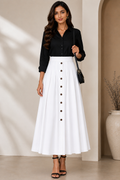 Ivory Grace Pleated Maxi Skirt