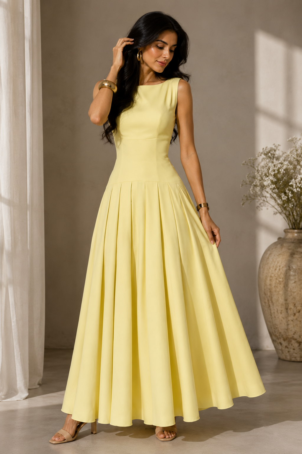 Lemon Aura Maxi Dress