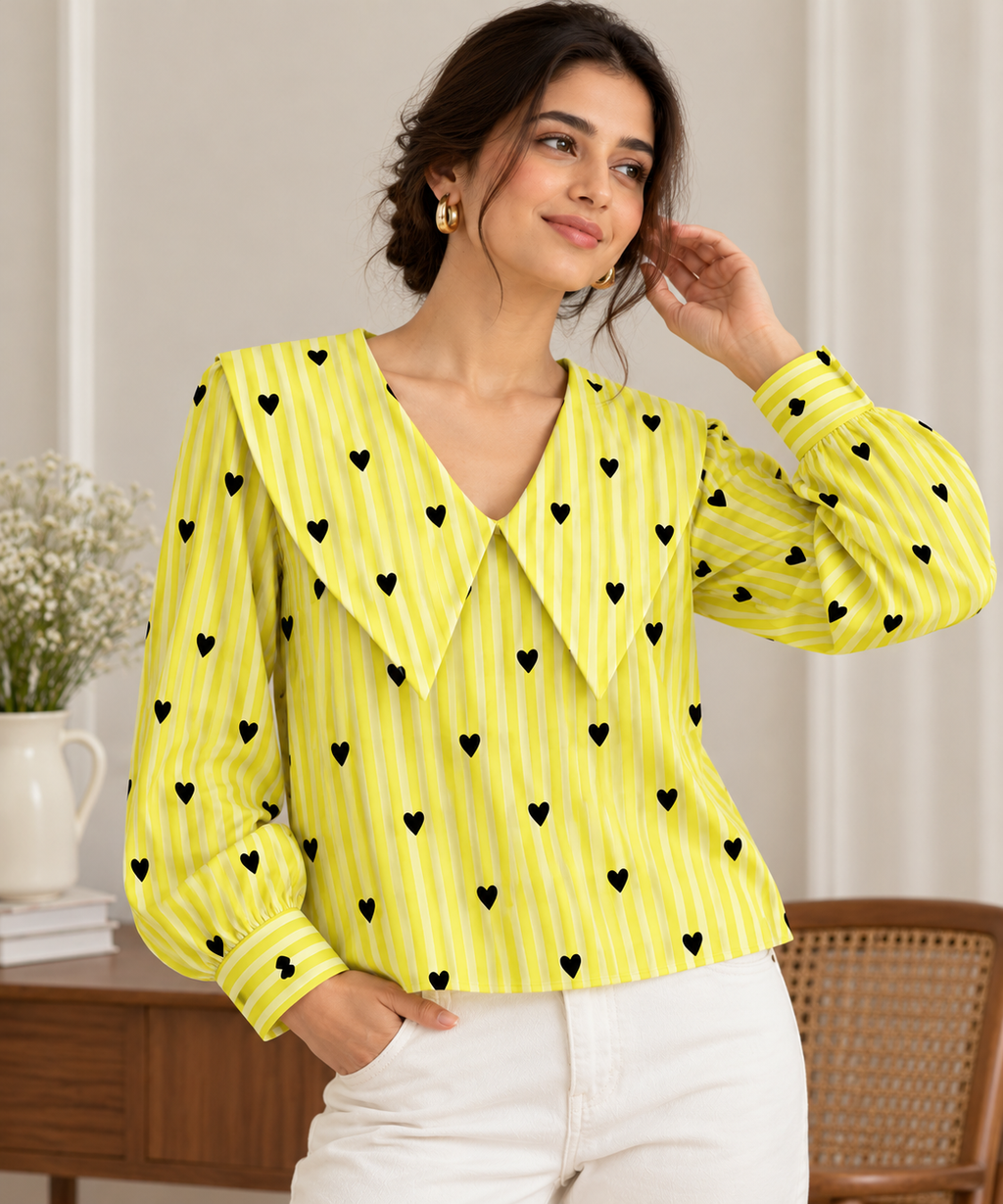 Lemon Love — Heart Stripe Shirt