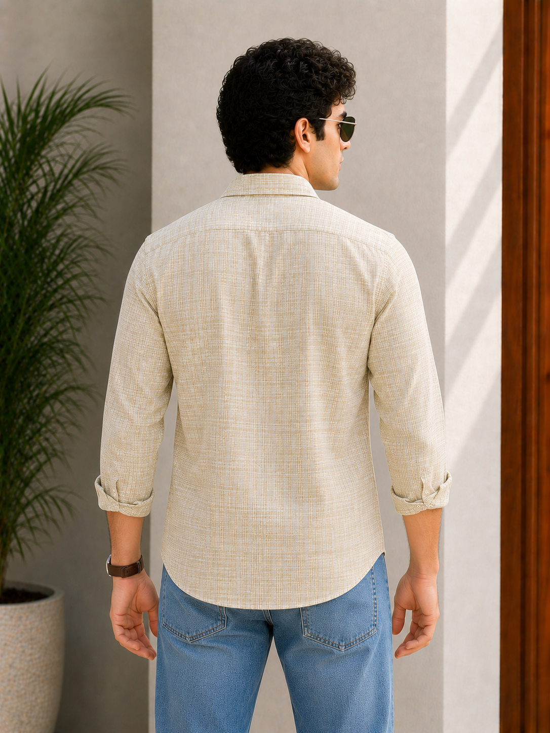 Sand Check Premium Cotton Shirt